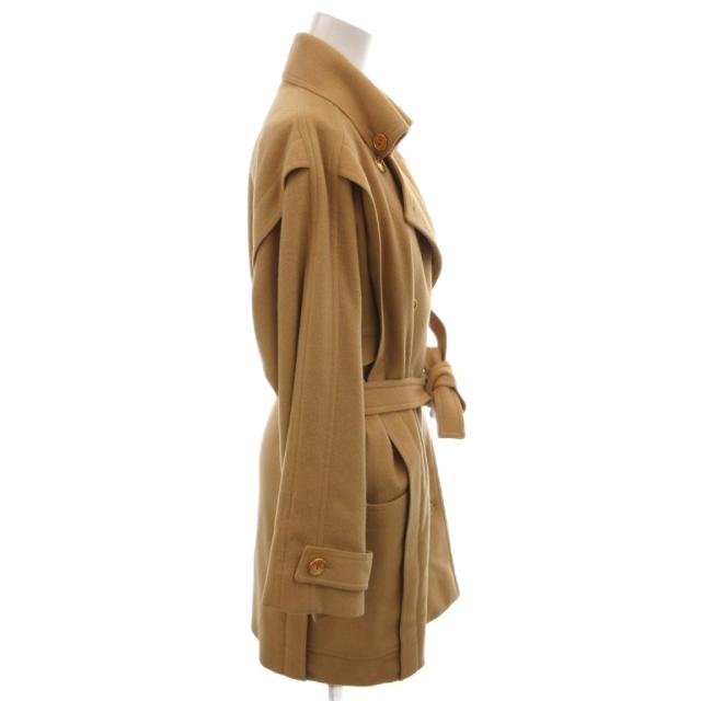 【中古】セリーヌ CELINE ヴィンテージ トレンチコートコート ベルト ゴールドカラーボタン 36 ひざ丈 36 ベージュ_2
