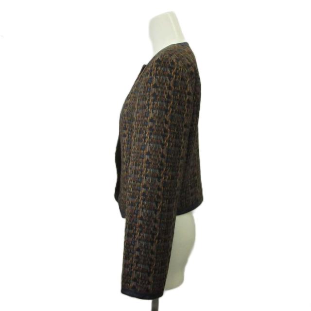 【中古】クリスチャンディオール Christian Dior ヴィンテージ ジャケット ノーカラージャケット 上着 ウール 9 紺_1