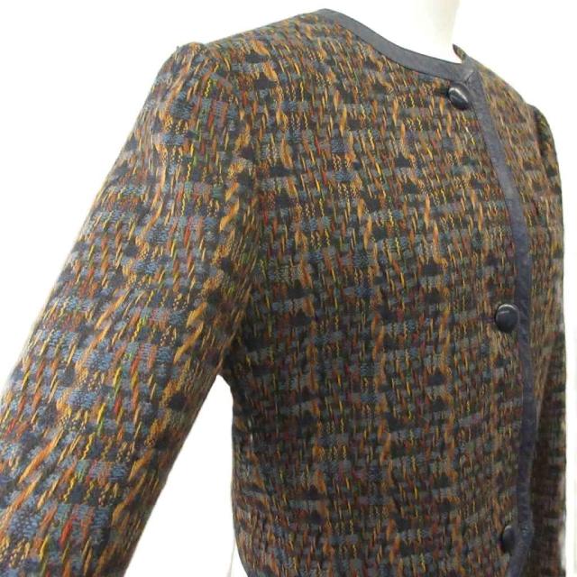【中古】クリスチャンディオール Christian Dior ヴィンテージ ジャケット ノーカラージャケット 上着 ウール 9 紺_3