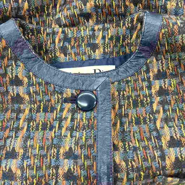 【中古】クリスチャンディオール Christian Dior ヴィンテージ ジャケット ノーカラージャケット 上着 ウール 9 紺_6