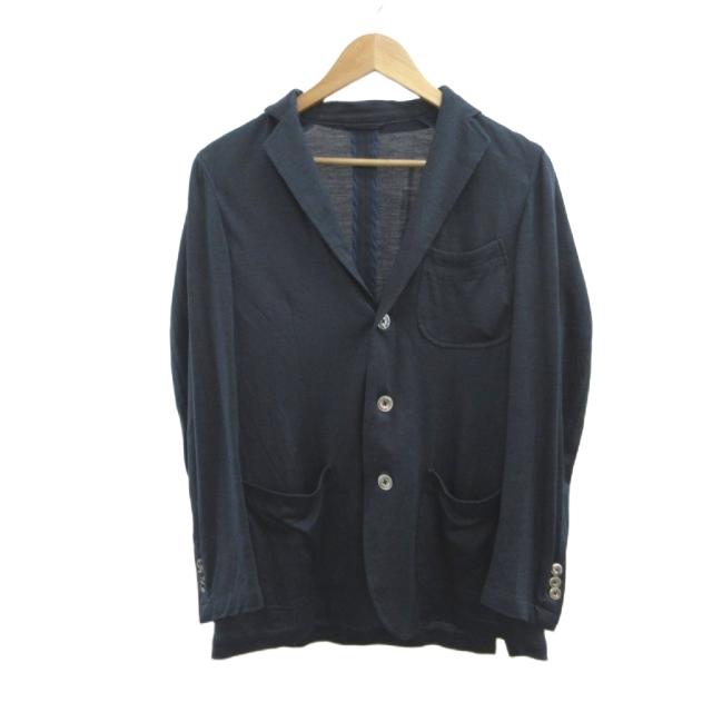【中古】リングヂャケット RING JACKET テーラードジャケット 上着 麻 リネン 44 紺 ネイビー 無地 長袖
