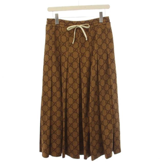 【中古】グッチ GUCCI GGテクニカルジャージープリーツスカート ロング XS 茶 526514 /KH ■GY57 レディース