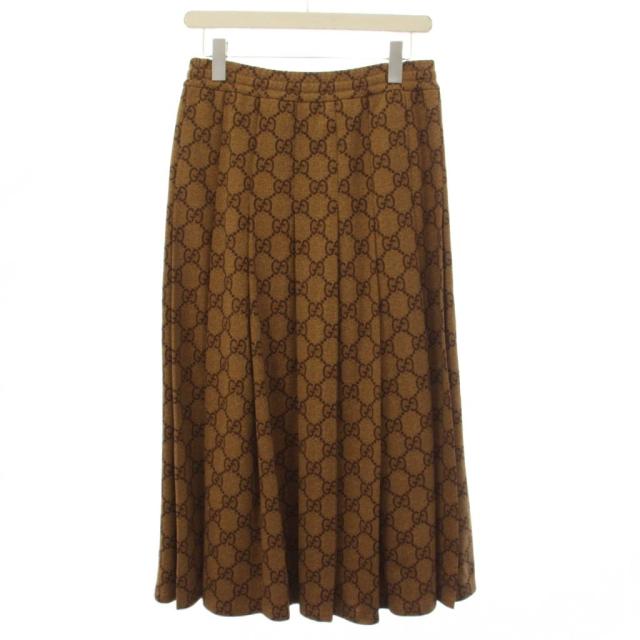 【中古】グッチ GUCCI GGテクニカルジャージープリーツスカート ロング XS 茶 526514 /KH ■GY57 レディース