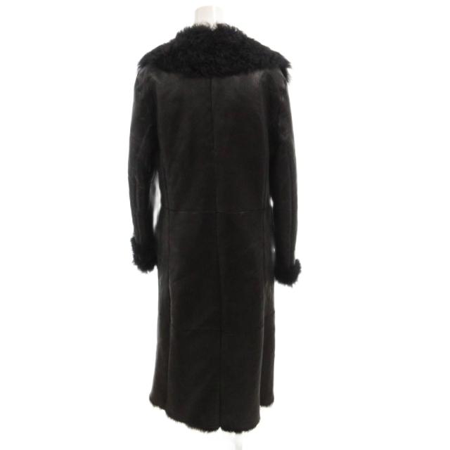 【中古】エンポリオアルマーニ EMPORIO ARMANI ムートンコート ラム レザー 裏地ファー ロング 40 黒 ブラック_1