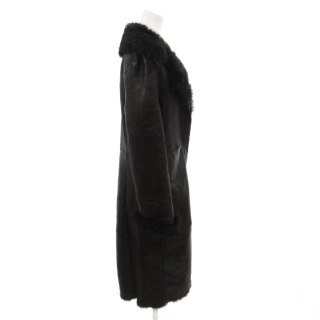 【中古】エンポリオアルマーニ EMPORIO ARMANI ムートンコート ラム レザー 裏地ファー ロング 40 黒 ブラック_2