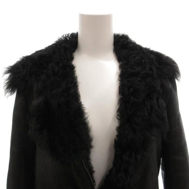 【中古】エンポリオアルマーニ EMPORIO ARMANI ムートンコート ラム レザー 裏地ファー ロング 40 黒 ブラック_3