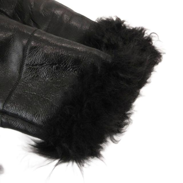 【中古】エンポリオアルマーニ EMPORIO ARMANI ムートンコート ラム レザー 裏地ファー ロング 40 黒 ブラック_5