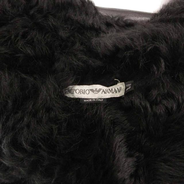 【中古】エンポリオアルマーニ EMPORIO ARMANI ムートンコート ラム レザー 裏地ファー ロング 40 黒 ブラック_6
