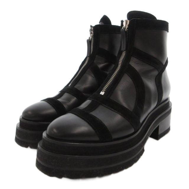 【中古】ピエールアルディ PIERRE HARDY ショートブーツ フロントジップ レザー ヒール 39 黒 ブラック