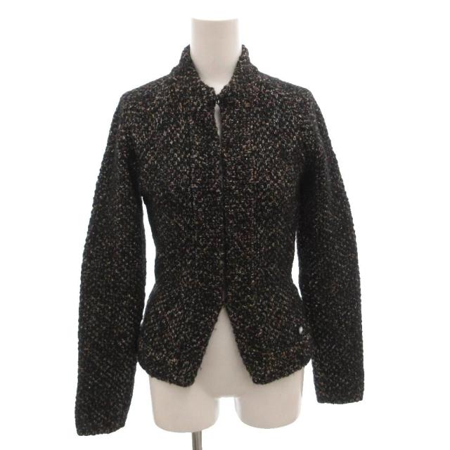 【中古】シャネル CHANEL 03A P21873V1381 ニットジャケット ツイード アルパカ ウール混 ラメ ココマーク 36 黒