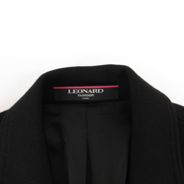 【中古】レオナール LEONARD テーラードジャケット ニット ウール 花柄 3B シングル 13AR 黒 ブラック_5
