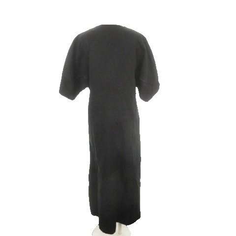 【中古】チノ CINOH 衣装 リネン 麻 38 黒 黒いこと 半袖 ハーフジップ ラウンドのど頚 22S0P0001 /AH48