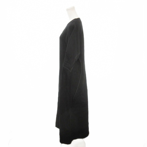【中古】チノ CINOH 衣装 リネン 麻 38 黒 黒いこと 半袖 ハーフジップ ラウンドのど頚 22S0P0001 /AH48