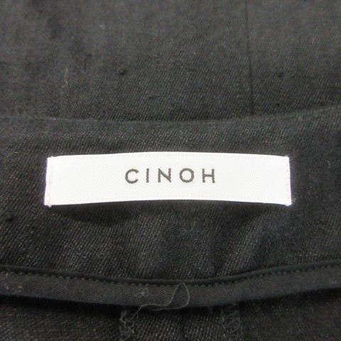 【中古】チノ CINOH 衣装 リネン 麻 38 黒 黒いこと 半袖 ハーフジップ ラウンドのど頚 22S0P0001 /AH48