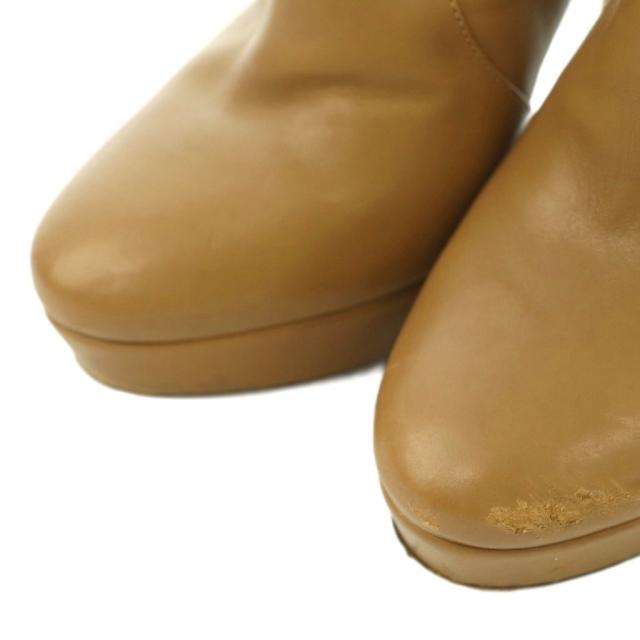 【中古】ジミーチュウ JIMMY CHOO ショートブーツ レザー プラットフォーム ハイヒール ワンカラー 35 ベージュ /BB_3