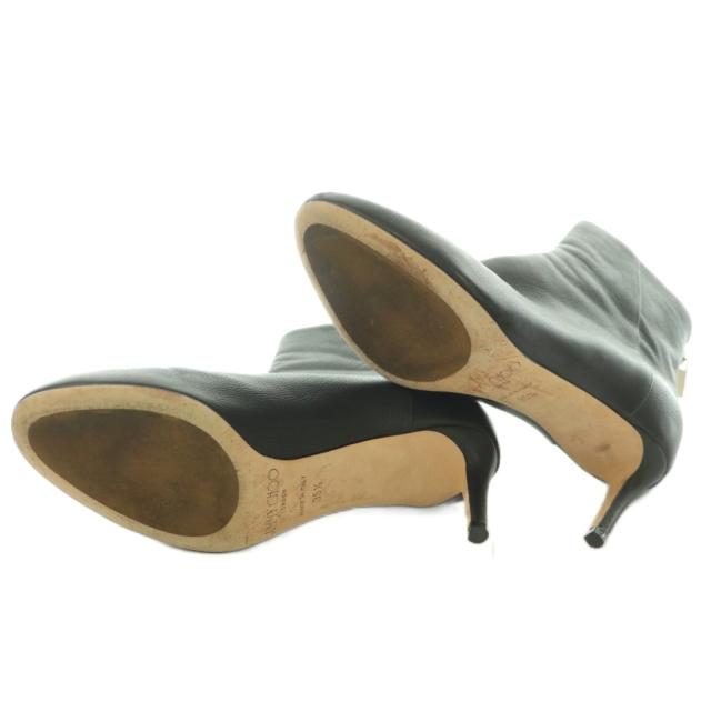 【中古】ジミーチュウ JIMMY CHOO ショートブーツ ラウンドトゥ ハイヒール レザー 35.5 黒 ブラック /BB ■GY62_5