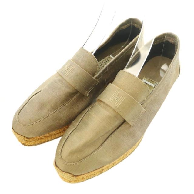 【中古】エルメス HERMES ローカットシューズ エスパドリーユ  厚底 38 ベージュ /BB ■GY62 レディース