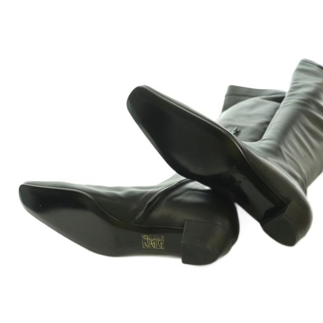 【中古】グッチ GUCCI ロングブーツ スクエアトゥ ローヒール レザー 35.5 黒 ブラック /BB ■GY62 レディース_5