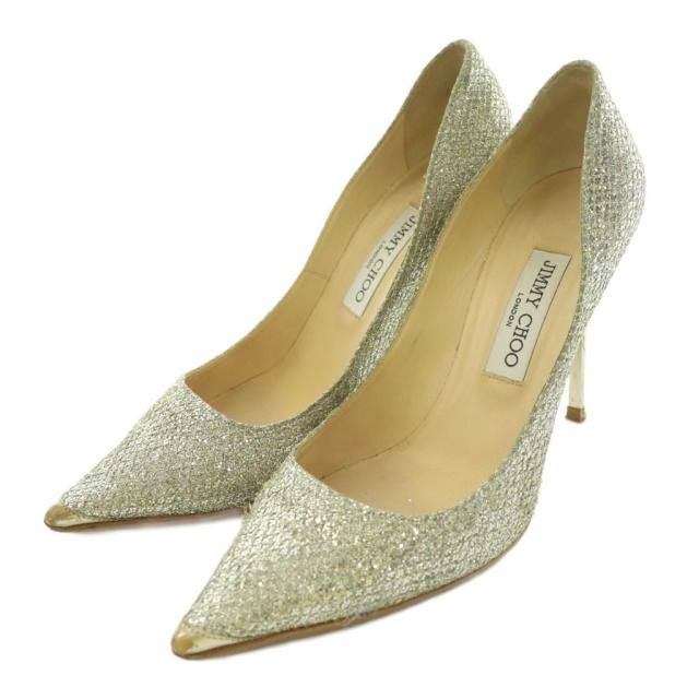 【中古】ジミーチュウ JIMMY CHOO パンプス ポインテッドトゥ ピン踵 グリッター バイ色合い 38.5