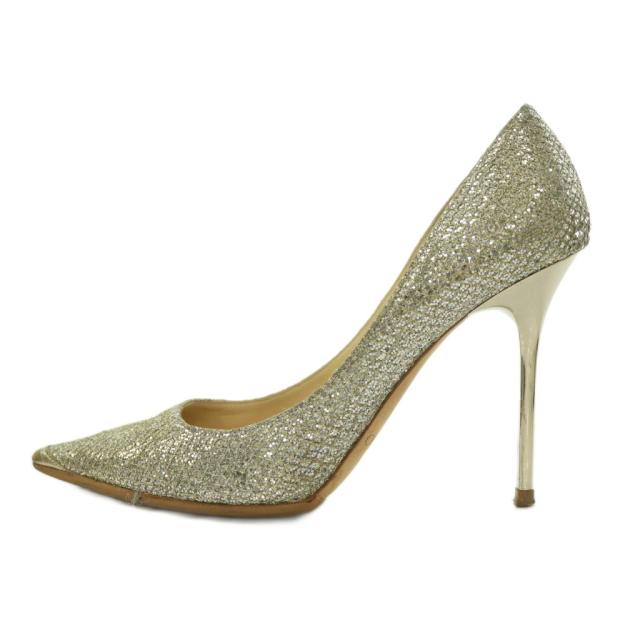 【中古】ジミーチュウ JIMMY CHOO パンプス ポインテッドトゥ ピン踵 グリッター バイ色合い 38.5