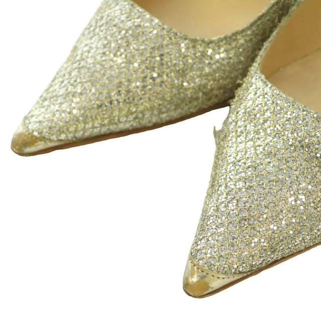 【中古】ジミーチュウ JIMMY CHOO パンプス ポインテッドトゥ ピン踵 グリッター バイ色合い 38.5