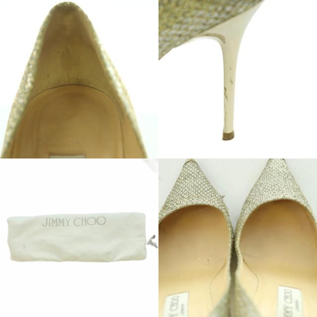 【中古】ジミーチュウ JIMMY CHOO パンプス ポインテッドトゥ ピン踵 グリッター バイ色合い 38.5