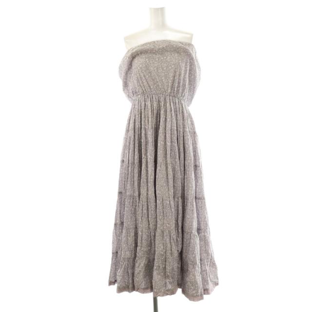 【中古】マリハ MARIHA ベアトップワンピース 総柄 花柄 ラベンダー 白 /CX ■OS ■GY46 レディース