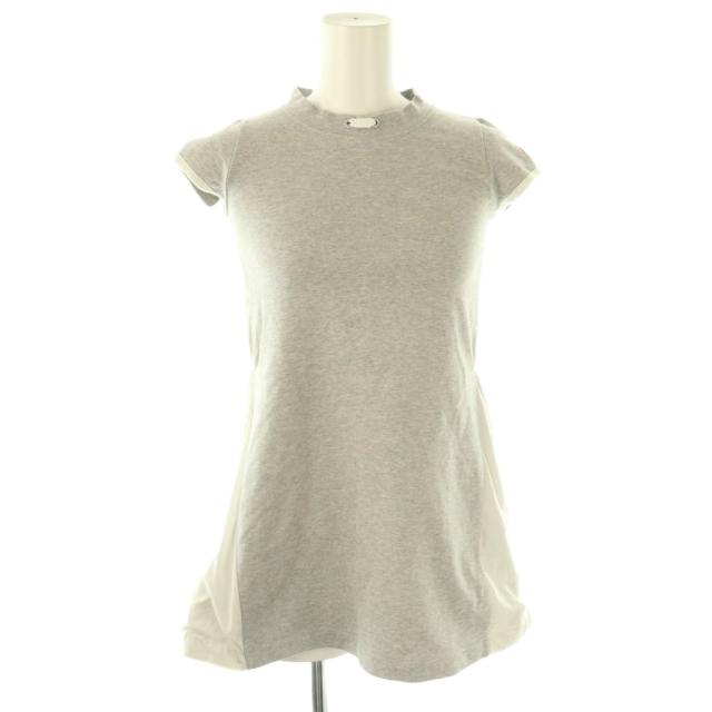 【中古】モンクレール MONCLER ABRITO MANICHE CORTE ワンピース キッズ ロゴ ワッペン 140cm グレー B1954-85-63905
