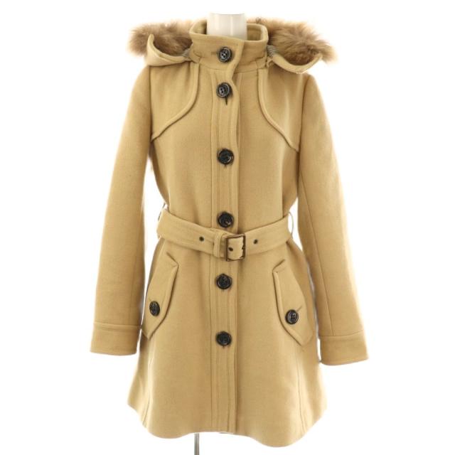 【中古】バーバリーブルーレーベル BURBERRY BLUE LABEL セミロングコート 裏地チェック 38 ベージュ