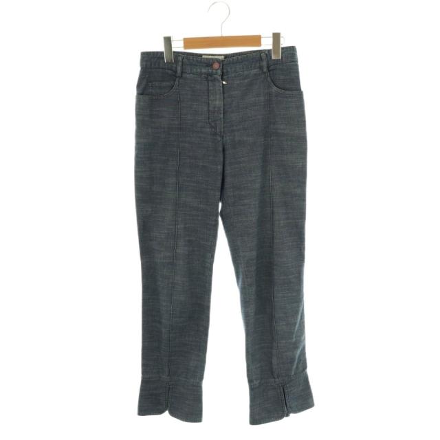 【中古】シャネル CHANEL 03P ココマーク フレアデニムパンツ ジーンズ スリット 38 青 ブルー /CX  ■GY53
