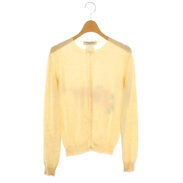 【中古】ディオール ジョンガリアーノ期 アーカイブ ヴィンテージ カーディガン ニット カシミヤ紺 シルク混 ベージュ