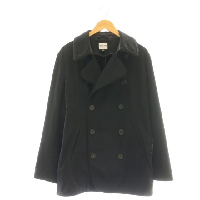 【中古】アルマーニ コレツィオーニ ARMANI COLLEZIONI ダブルコート アウター 50 ブラック /CX ■GY53 メンズ