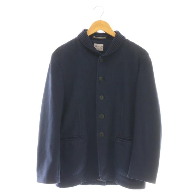 【中古】アルマーニ コレツィオーニ ARMANI COLLEZIONI リブニットジャケット リブ コットン 製品染め EU52 ネイビー