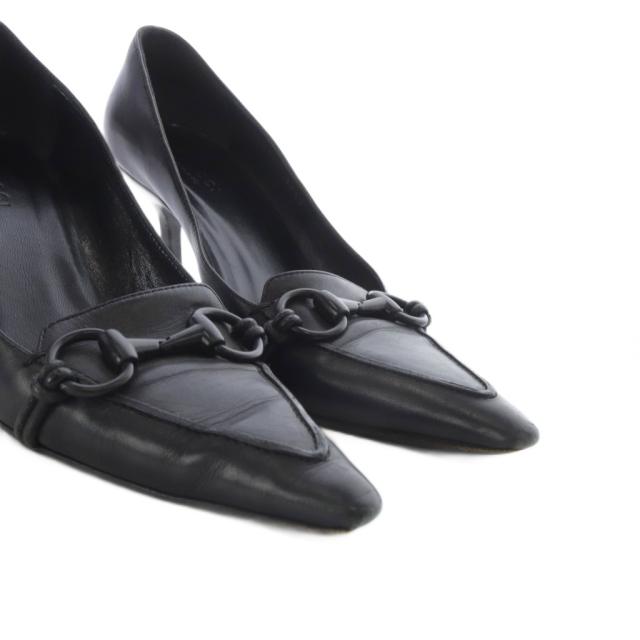【中古】グッチ GUCCI パンプス ハイヒール ポインテッドトゥ ホースビット レザー 36.5C ブラック