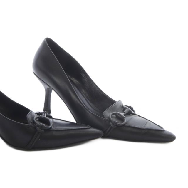 【中古】グッチ GUCCI パンプス ハイヒール ポインテッドトゥ ホースビット レザー 36.5C ブラック