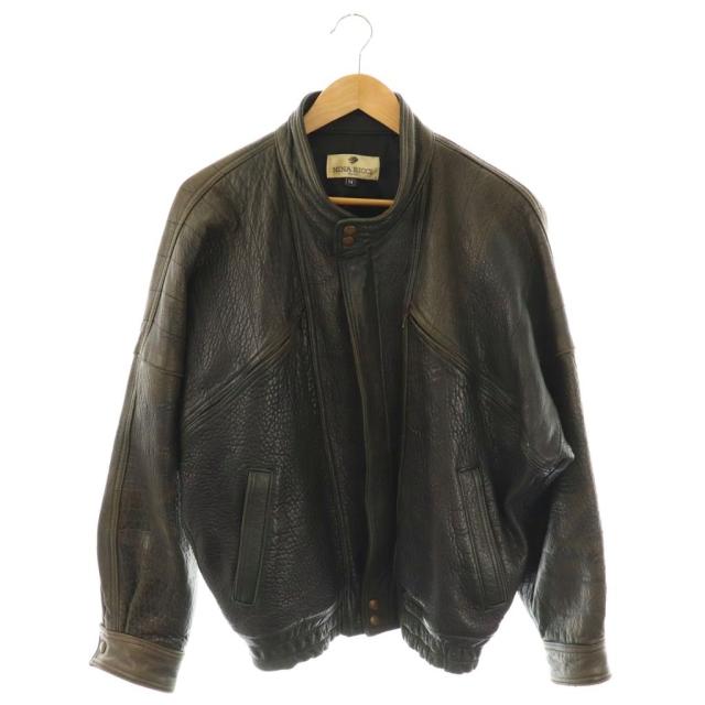 【中古】ニナリッチ NINA RICCI レザージャケット 革ジャン 型押し シープスキン M チャコール /CX ■GY53 メンズ