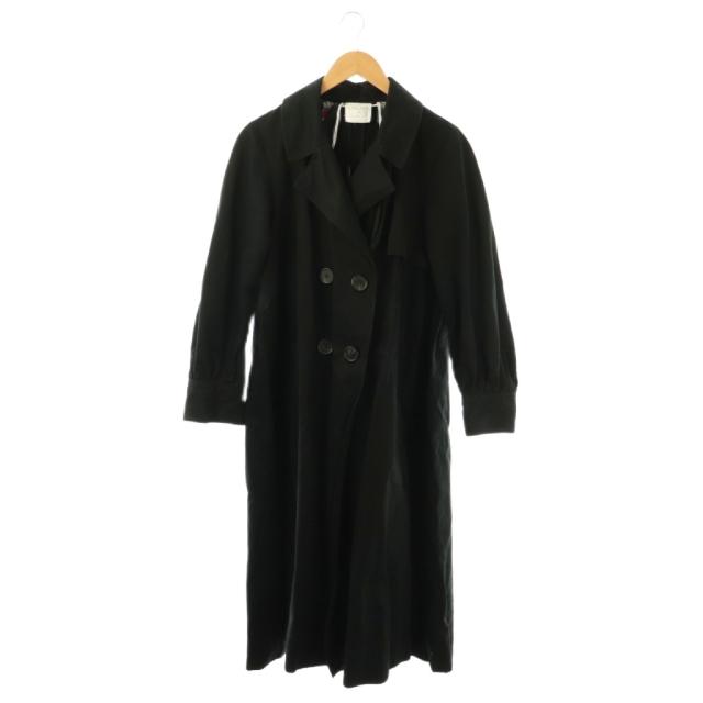 【中古】フォルテフォルテ FORTE FORTE トレンチコート スプリングコート ロング 0 ブラック /DF ■GY57 レディース