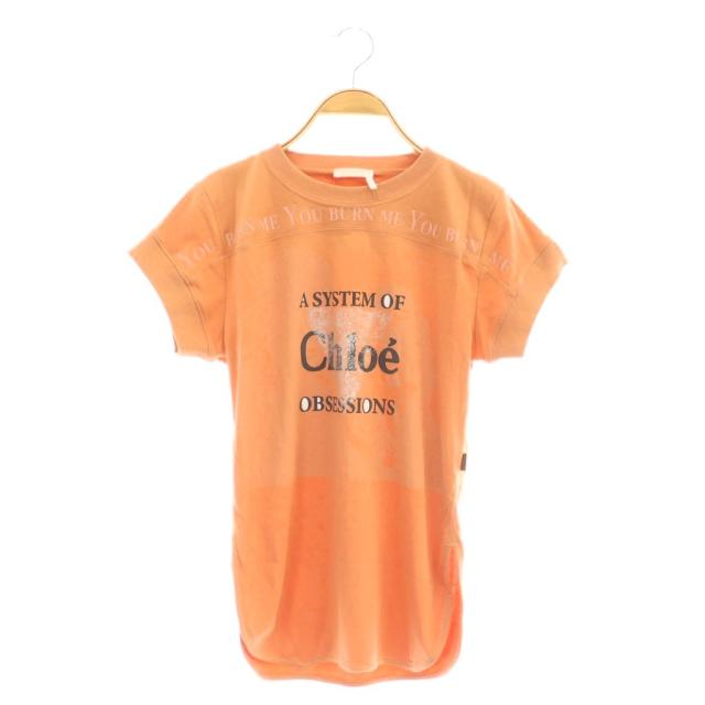 【中古】クロエ CHLOE カットソー 半袖 クルーネック 34 オレンジ /AT ■OS ■GY57 レディース