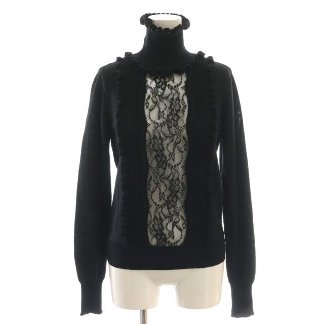 【中古】ヴァレンティノ ヴァレンチノ ニット セーター プルオーバー ウール ブラック 黒 タートルネック レース