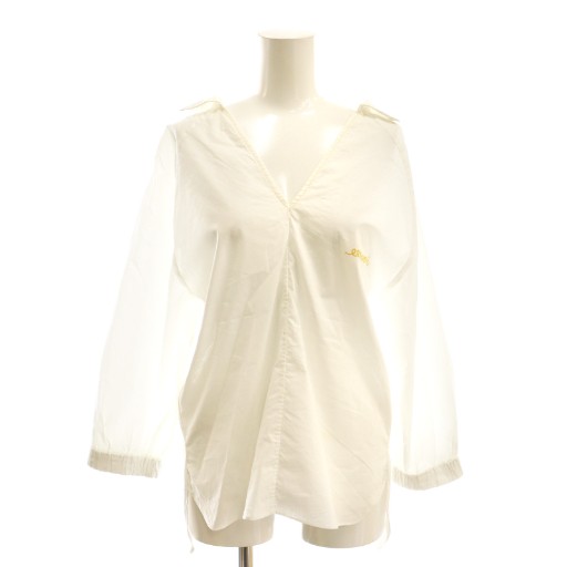 【中古】マルニ MARNI 23SS ロゴ刺繍 ブラウス シャツ スキッパー 38 ホワイト /CX ■GY57 レディース