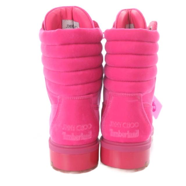 【中古】ジミーチュウ JIMMY CHOO ×ティンバーランド Timberland ショートブーツ 24.5cm ピンク /SR ■GY57
