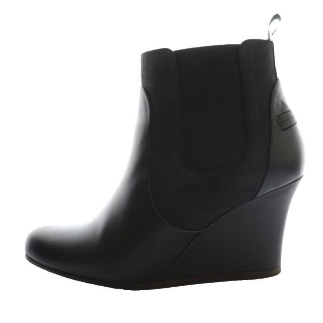 【中古】ランバン LANVIN サイドゴアブーツ ショート 37 黒 ブラック /SS ■OS ■GY57 レディース