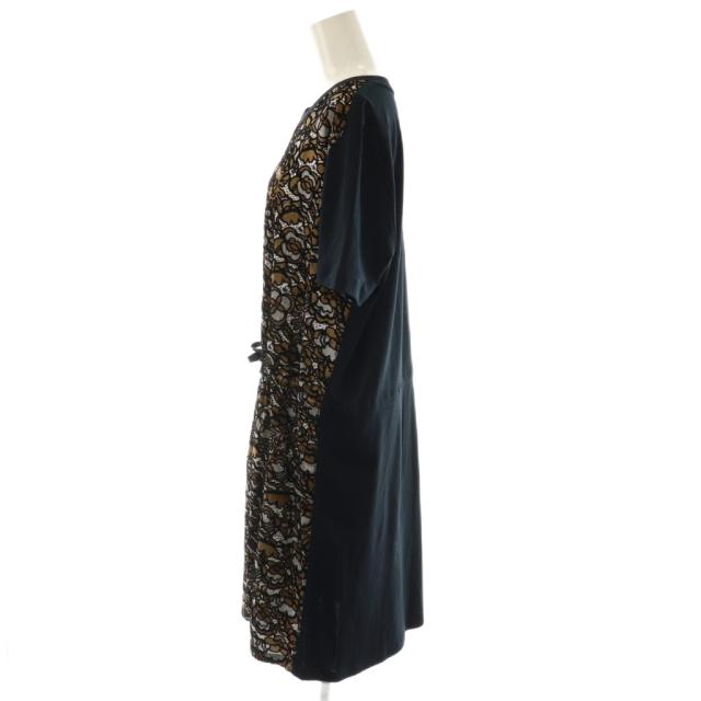 【中古】ルイヴィトン LOUIS VUITTON ワンピース ひざ丈 切替 シルク XL ブラック ブラウン /DF ■GY57 レディース_2