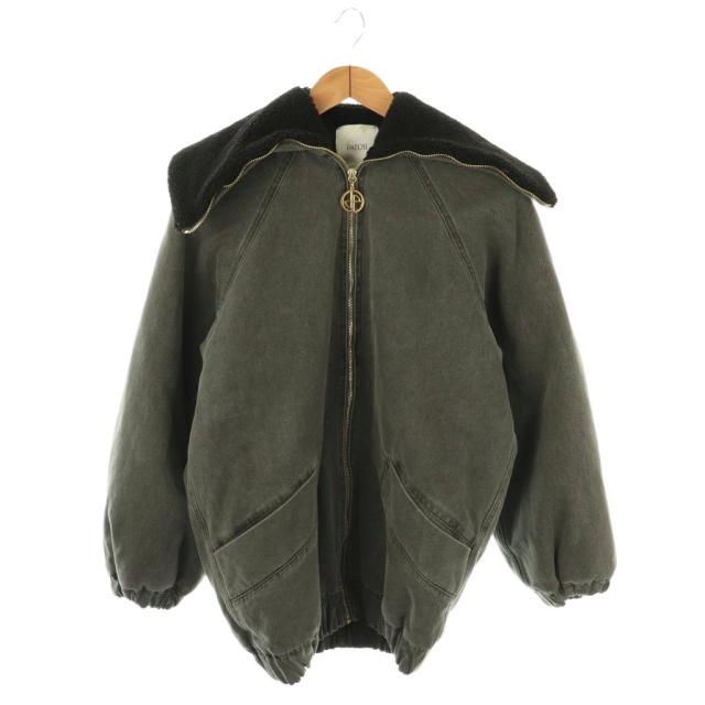 【中古】パトゥ PATOU オーバーサイズ デニム ジャケット ジップアップ 裏ボア グレー ブラック OU0230081959A /CX