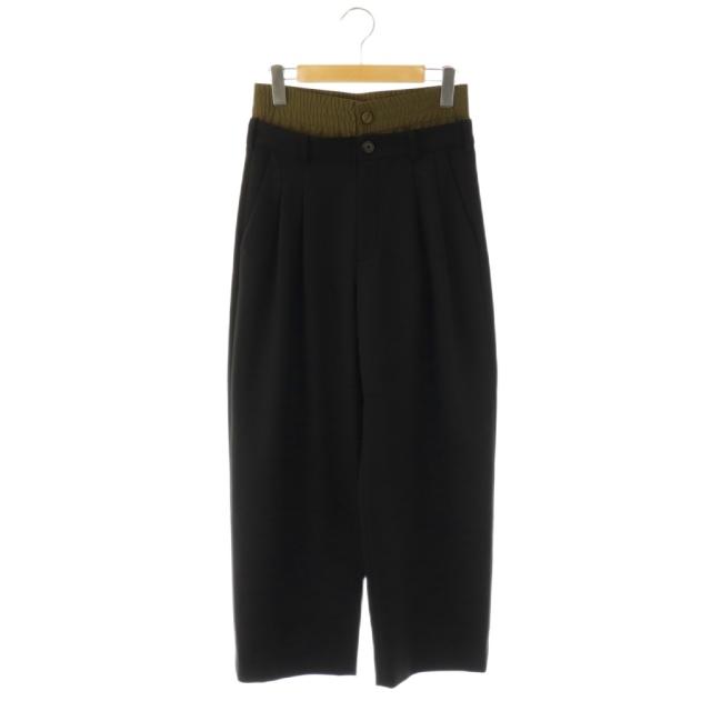 【中古】モンセ MONSE 23SS レイヤード ワイドパンツ スラックス 0 ブラック カーキ /ES ■GY57 メンズ