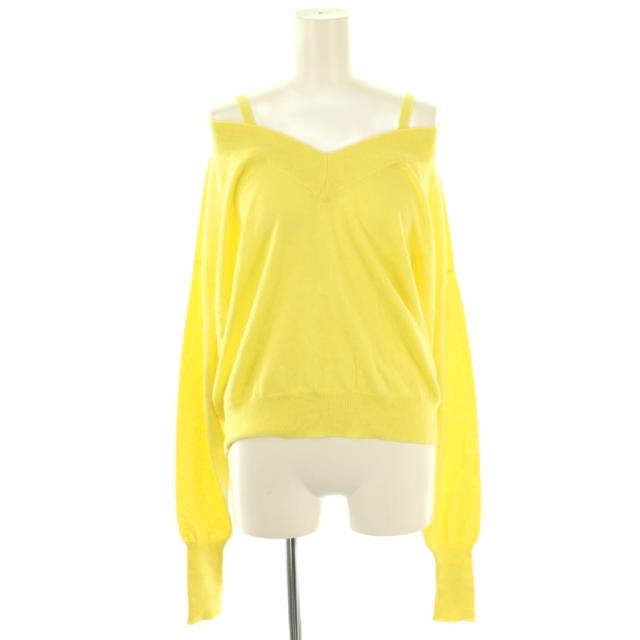 【中古】メゾンマルジェラ Maison Margiela ニット カットソー Vネック 長袖 XS イエロー /HK ■GY57 レディース