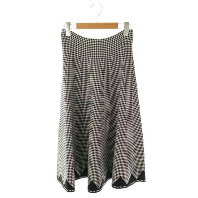 【中古】未使用品 アレキサンダーワン ALEXANDER WANG チェック柄スカート フレア XS ブラック 黒 ホワイト 白