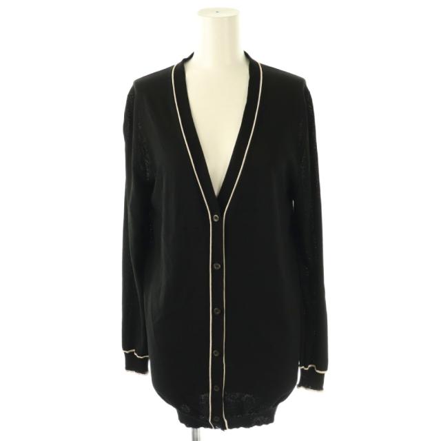 【中古】プラダ PRADA 14年 カーディガン 38 ブラック ライトベージュ /DO ■GY57 レディース