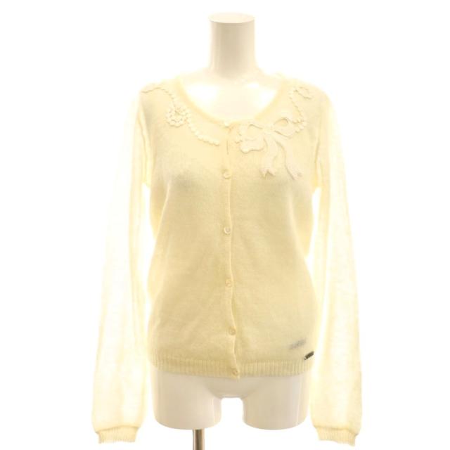 【中古】ジョンガリアーノ アンサンブルニット カーディガン キャミソールニット モヘヤ混 XS アイボリー フラワー