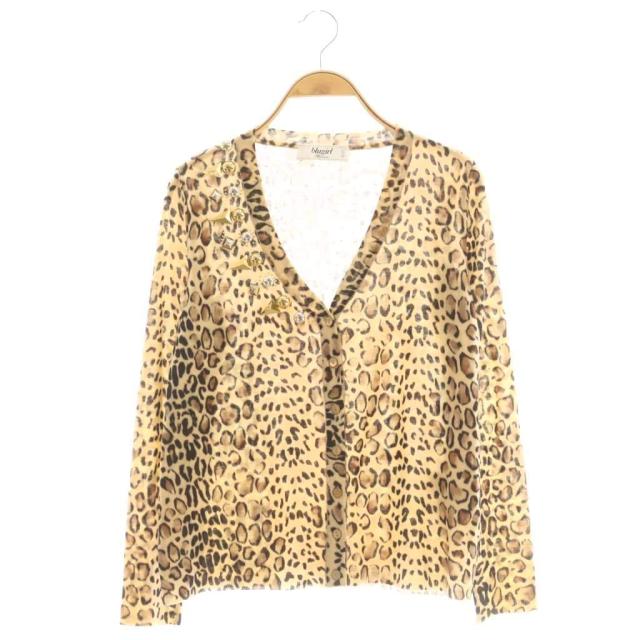 【中古】ブルーガール ブルマリン カーディガン ニット レオパード スタッズ I38 ベージュ ブラウン